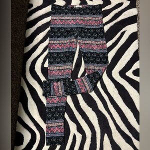 Hippie Rose Patterned Leggings with Pink and Blue Accents